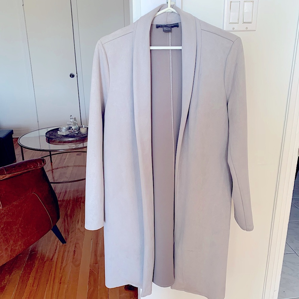 Grey Suede-Like Over Coat